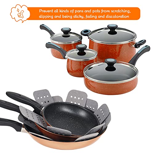 BYKITCHEN Pan and Pot Protectors, Larger & Thicker Pan Protectors with Stars, Set of 6 and 3 Different Sizes, Pot Protectors for Stacking and Protecting Your Cookware