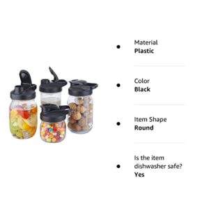 Mason Jar Flip Cap Lid with Airtight, Leak-Proof Seal and Easy Pour Spout - Wide Mouth (Jar Not Included)