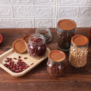 12Pack Regular Mouth Mason Jar Lids - Acacia Wooden Storage, Canning Ball Jar with Airtight Silicone Seal, Brown.