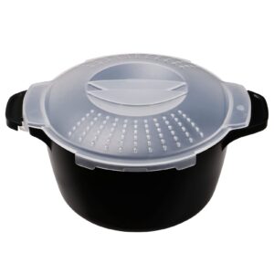 professional small micro cookware 1 quart, microwave steamer for vegetables, microwave cooker - bpa free, dishwasher safe