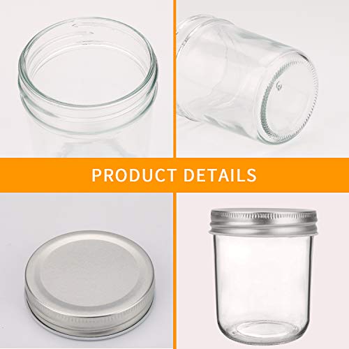 Accguan 6oz / 180ml Mason Jars Glass Jelly Jars, Canning Jars With Regular Lids, Ideal for Honey,Jam,Wedding Favors,Shower Favors, 30 Pack