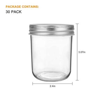 Accguan 6oz / 180ml Mason Jars Glass Jelly Jars, Canning Jars With Regular Lids, Ideal for Honey,Jam,Wedding Favors,Shower Favors, 30 Pack