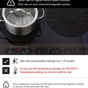 Lazy K Induction Cooktop Mat - Silicone Fiberglass Scratch Protector - for Magnetic Stove - Non Slip Pads to Prevent Pots from Sliding During Cooking_ Black (11inches)