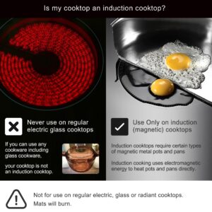 Lazy K Induction Cooktop Mat - Silicone Fiberglass Scratch Protector - for Magnetic Stove - Non Slip Pads to Prevent Pots from Sliding During Cooking_ Black (11inches)