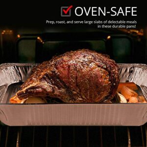 Aluminum Pans with Lids 21x13 Disposable Roasting Pans with Covers - 10 Foil Pans and 10 Foil Lids - Sturdy Catering Pans - Disposable Food Containers Great for Prepping Large Slabs of Meat