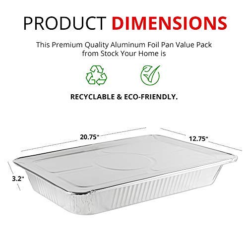 Aluminum Pans with Lids 21x13 Disposable Roasting Pans with Covers - 10 Foil Pans and 10 Foil Lids - Sturdy Catering Pans - Disposable Food Containers Great for Prepping Large Slabs of Meat