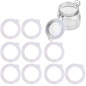 silicone replacement gasket, airtight rubber seals rings for mason jar lids, leak-proof canning silicone fitting seals for glass clip top jars (white, 10pcs)