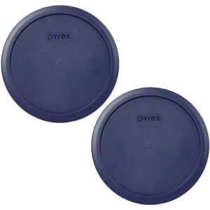 pyrex 7402-pc dark blue 6/7-cup round plastic food storage lids, made in usa - 2 pack