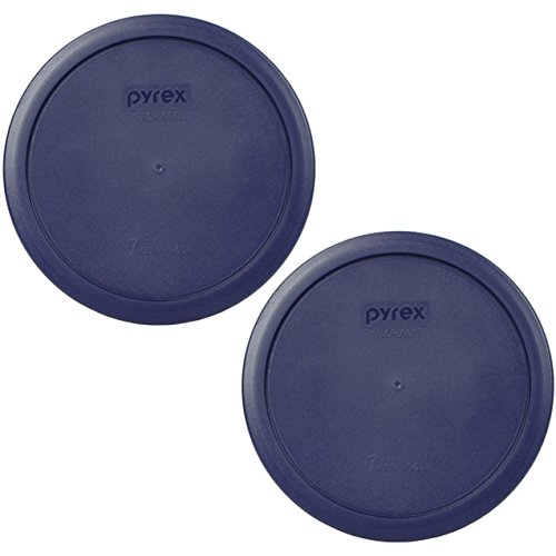 Pyrex 7402-PC Dark Blue 6/7-Cup Round Plastic Food Storage Lids, Made in USA - 2 Pack