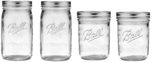 ball mason wide mouth jars with lids and bands, set of 4 jars, two 32oz jars + two 16oz jars (bundle pack)