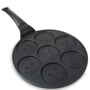 Good Cooking Emoji Smiley Face Pancake Pan with 7 Fun Mini Faces - Non-Stick Skillet Griddle - Pan Cakes are Perfect for Kids Breakfast, Brunch, Parties, Birthdays