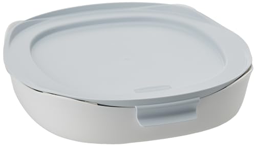 Rubbermaid Glass Baking Dish for Oven, Casserole Dish Bakeware, DuraLite 1.75-Quart, White (with Lid)