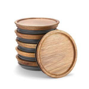 6 pack wooden storage lids set,wooden lids for ball,kerr [jar]s,food grade material,100% fit & airtight for [wide] [mouth] [mason] [mason] [jar]s