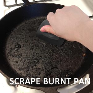 Azureblue Pan Scraper Dish Scraper Food Scraper Tool Plastic Pot Scraper Kitchen Scraper Grease Scraper Cast Iron Skillet Pan Scraper Tool for Cleaning (3 Pcs, Black)