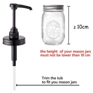 Mason Jar Syrup & Honey Dispenser Pump Lids, Rust Proof, Plastic Dispenser Lid for 16 oz Regular Mouth Mason Jars Kitchen and Table Decor - 2 Pack