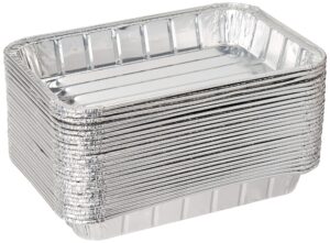 dcs deals pack of 25 disposable aluminum foil toaster oven pans - mini broiler pans | bpa free | perfect for small cakes or personal quiche | standard size - 8 1/2" x 6"