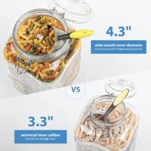 2 Pack 1 Gallon Square Super Wide-Mouth Glass Jars with Airtight Lids - Glass Storage Jars with 2 Measurement Mark - Canning Jars with Large Capacity, Sturdy For Canning, Overnight Oats, 4200 ML