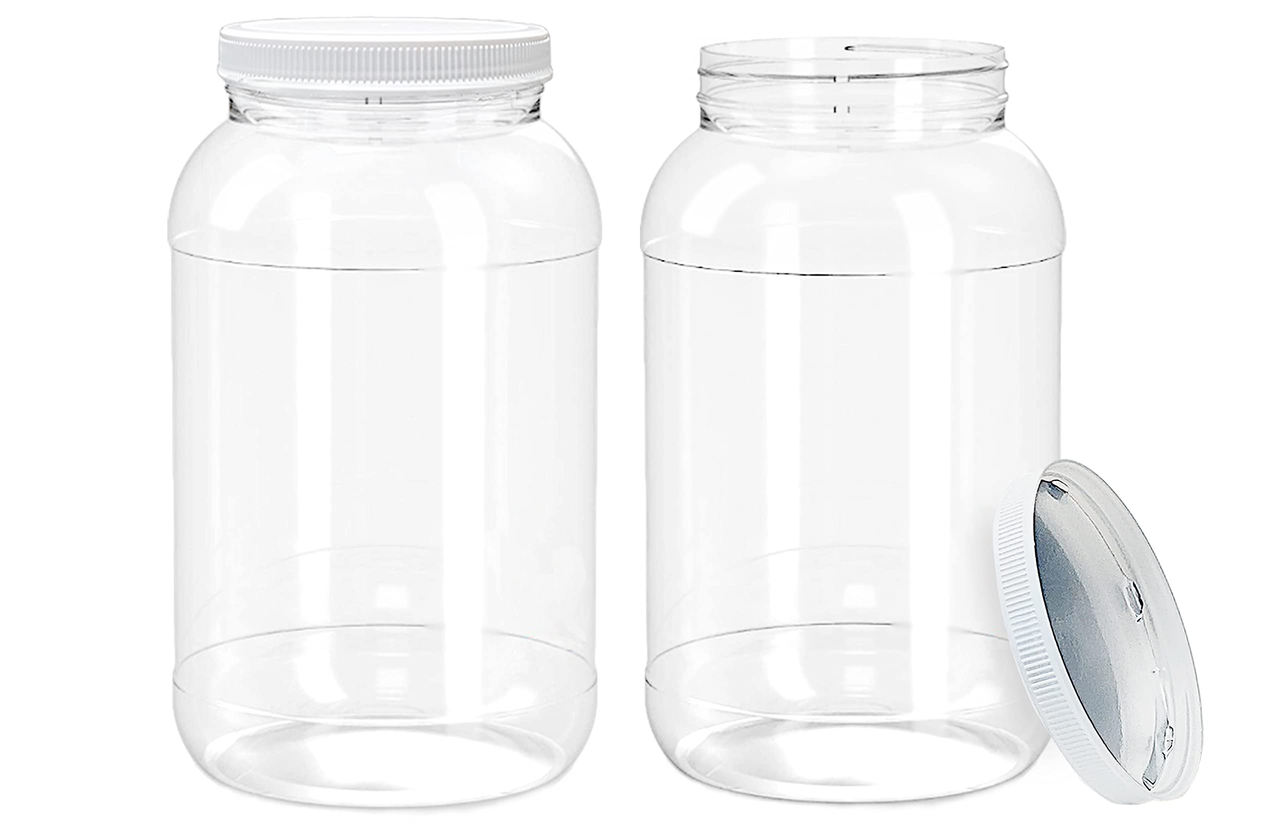 ljdeals 1 Gallon Clear Plastic Jars with Lids, Wide Mouth Storage Containers, Pack of 2, BPA Free, Food Safe, made in USA