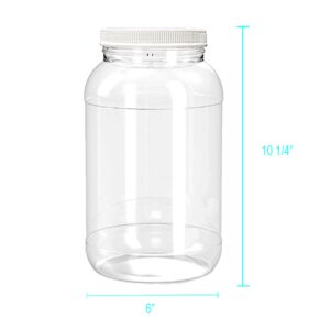 ljdeals 1 Gallon Clear Plastic Jars with Lids, Wide Mouth Storage Containers, Pack of 2, BPA Free, Food Safe, made in USA