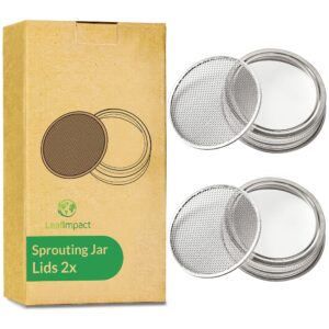 2 pack seed sprouting jar lids | for 2.75" regular mouth mason jars | fresh sprouts at home | strainer screen for canning jars | 304 stainless steel lid for growing broccoli, alfalfa, beans & more