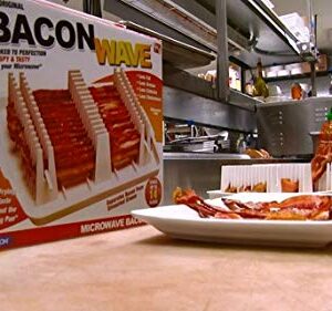 Emson Wave, Microwave Cooker Tray, Reduces Fat up to 35% for Healthy, Make Crispy Bacon in Minutes, Original As Seen On TV New, Small, White