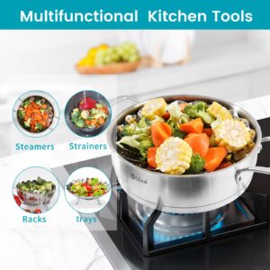 DELUXE Vegetable Steamer, Collapsible and Expandable Stainless-Steel Steam Insert Rack for Steaming Food, Compatible with Instant Pot and 3, 6, 8 Qt Cooking Pan (Small, 5.3 to 9.5 Inches)