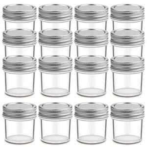 czwestc 16pack 2ounces glass jars with lids,mini mason jar shot glasses with metal lid,round set glass jars canning storage jars containers for storing lotions, powders, and ointments …
