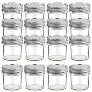 CZWESTC 16PACK 2Ounces Glass Jars with Lids,Mini Mason Jar Shot Glasses with Metal Lid,Round Set Glass Jars Canning Storage Jars Containers for Storing Lotions, Powders, and Ointments …