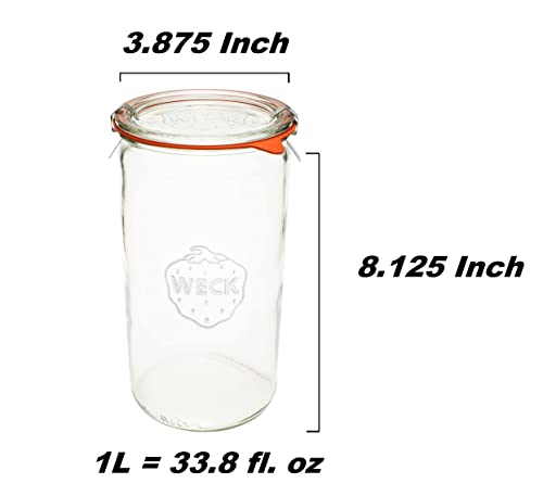 Weck Canning Jars - Weck Jars made of Transparent Glass - Eco-Friendly Canning Jar - Storage for Food with Air Tight Seal and Lid - 1.5 Liter Tall Jars Set - Set of 2 Jars with Lids