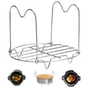 steamer rack trivet with handles compatible with instant pot accessories 6 qt 8 quart, pressure cooker trivet wire steam rack, great for lifting out whatever delicious meats & veggies you cook
