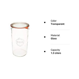 VERSAINSECT – 1.5L Glass Jars with Large Storage Capacity – Preserving Jars with Airtight Lids Suitable for Pickling – Heat Resistant Canning Jars - Microwave Safe - (1 Jar with Glass Lid) 54 fl. oz