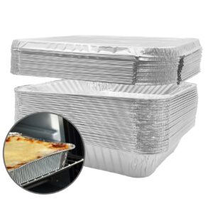fvlfil pogeair 9x13 disposable aluminum pans with lids 25-set,half-size 2.4" deep foil steam baking pans,grill drip grease trays,steam table tin containers for food prep & storage,catering,chafing