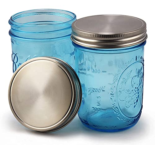 EcoPeaceful 316 Surgical Stainless Steel Mason Jar Lids WIDE Mouth - Rust-proof, Airtight, Leak-proof, BPA-Free, PVC-free, Vegan, Reusable - Not for Canning