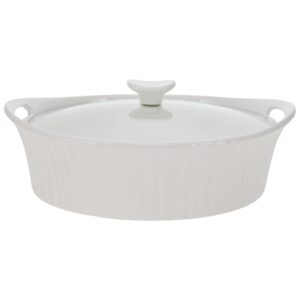 corningware french white 2.5-quart oval casserole with glass lid