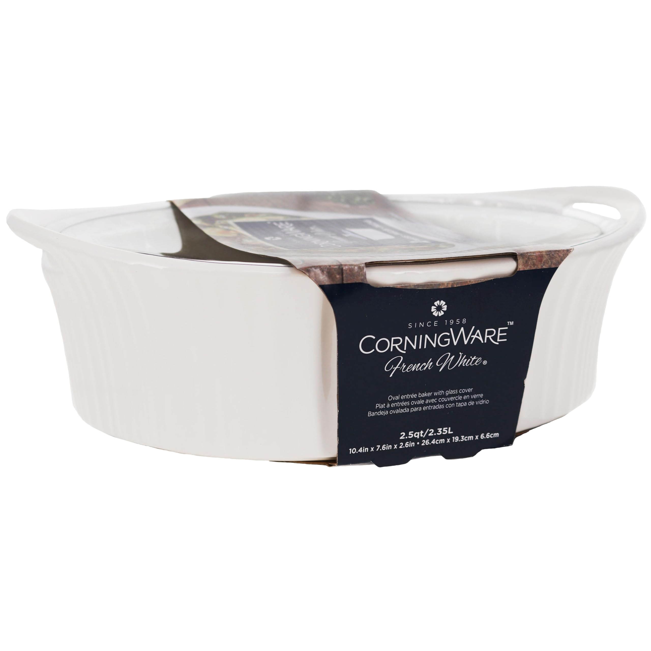 CorningWare French White 2.5-quart Oval Casserole with Glass Lid