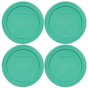 pyrex 7202-pc round 1 cup green plastic lid cover (4 pack)