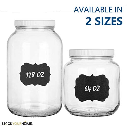 Stock Your Home 64 Oz Glass Jar with Plastic Airtight Lid (4 Pack) - Half Gallon Mason Jar for pickling, fermentation, brewing, food storage