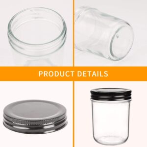 QAPPDA 6oz Glass Jars With Lids,Small Mason Jars Wide Mouth,Mini Canning Jars With Black Lids,Kitchen Storage Jars For Honey,Jam,Jelly,Baby Foods,Wedding Favor,Shower Favors,Spice Jars Set of 30