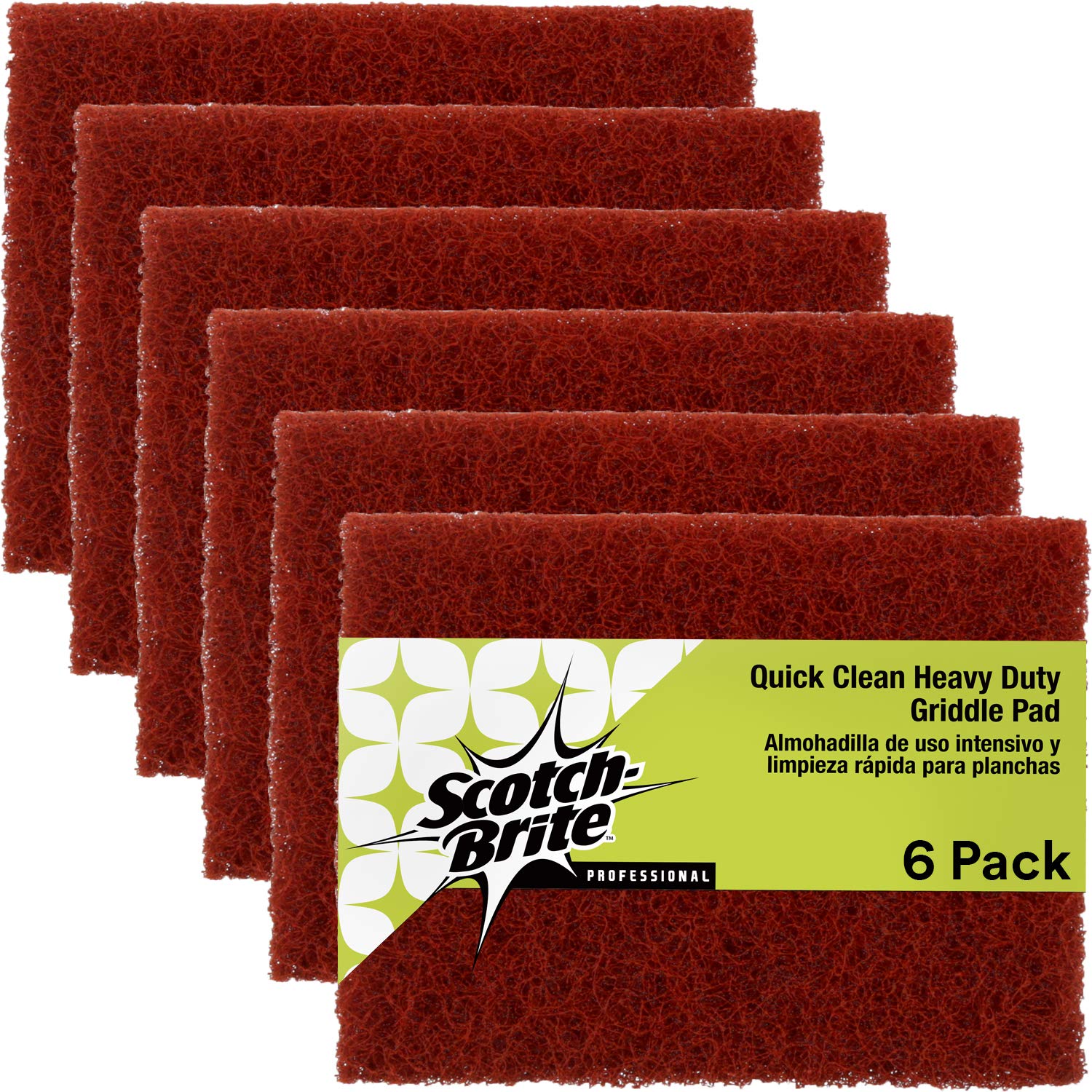 3M ScotchBrite Griddle Cleaning, Quick Clean Heavy Duty Scour Pad, 4