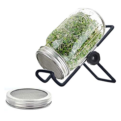 Sprouting Jar Lid (32oz Glass Jars) with 4 Pack Stainless Steel Sprouting Stands for Wide and Wide Mouth Mason Jar for Growing Organic Sprouts, Stainless Steel, 4 Pack