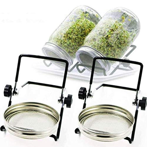 Sprouting Jar Lid (32oz Glass Jars) with 4 Pack Stainless Steel Sprouting Stands for Wide and Wide Mouth Mason Jar for Growing Organic Sprouts, Stainless Steel, 4 Pack