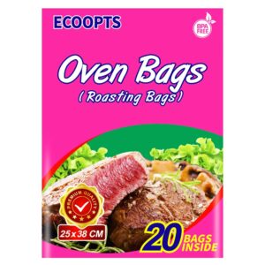 ecoopts oven bags cooking roasting bags for chicken meat ham seafood vegetable - 20 bags (10 x 15 in)
