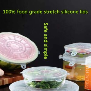 Silicone Stretch Lids Set Of 12 Elastic Reusable Microwave Food Covers Bowl Covers for Can, Cup and Glass Jars