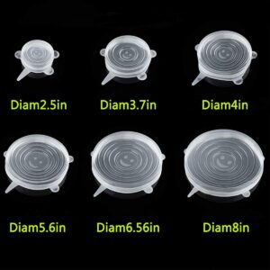 Silicone Stretch Lids Set Of 12 Elastic Reusable Microwave Food Covers Bowl Covers for Can, Cup and Glass Jars