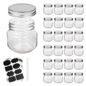 accguan mason jars, glass jar 8oz with regular lids and bands(silver), ideal for jam,honey,wedding favors,shower favors, 24 pack
