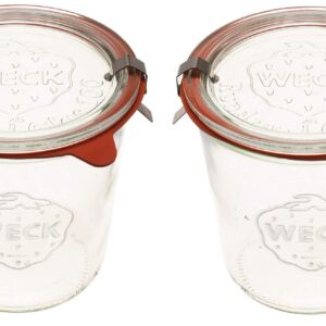 Weck Canning Jars 742 - Weck Mold Jars made of Transparent Glass - Eco-Friendly Canning Jar - Storage for Food, Yogurt with Air Tight Seal and Lid - 1/2 Liter Tall Jars Set - (2 Jars)