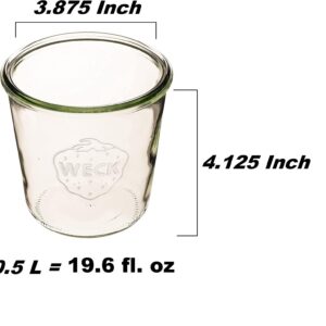 Weck Canning Jars 742 - Weck Mold Jars made of Transparent Glass - Eco-Friendly Canning Jar - Storage for Food, Yogurt with Air Tight Seal and Lid - 1/2 Liter Tall Jars Set - (2 Jars)