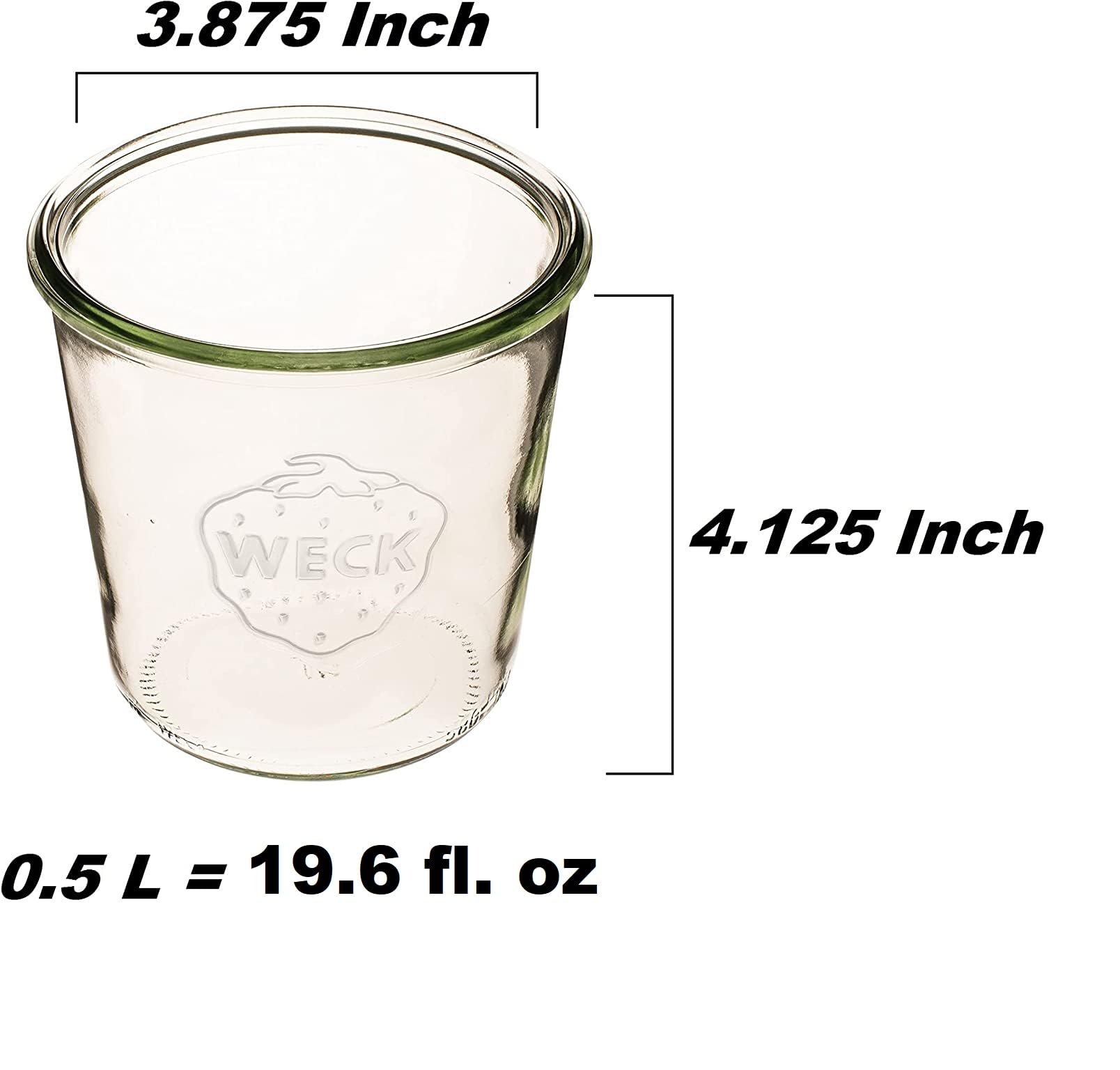 Weck Canning Jars 742 - Weck Mold Jars made of Transparent Glass - Eco-Friendly Canning Jar - Storage for Food, Yogurt with Air Tight Seal and Lid - 1/2 Liter Tall Jars Set - (2 Jars)