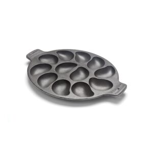 outset 76225 cast iron oyster grill pan, 12 cavities, black
