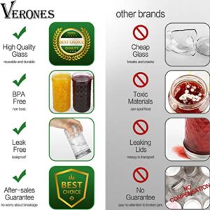 VERONES Mason Jars 12 OZ, Canning Jars Jelly Jars With Regular Lids, Ideal for Jam, Honey, Wedding Favors, Shower Favors, 20 PACK